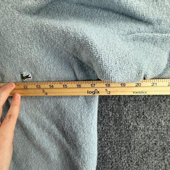 Lacoste Men Sweater Pullover 1/4 Zip Light Blue Knit Pure Wool Croc Logo Adult - Picture 10 of 14